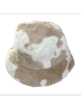 DO EVERYTHING IN LOVE Cow Faux Fur Bucket Hat NEW